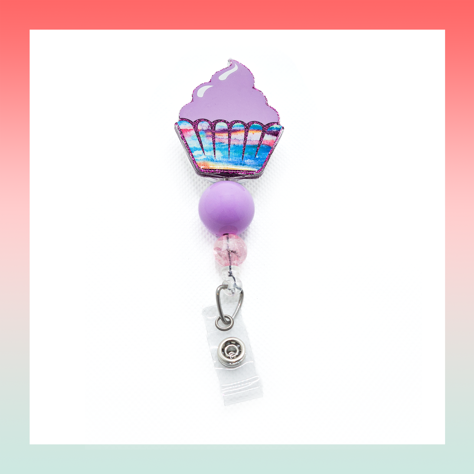 Cupcake Purple- Badge Reel Clip