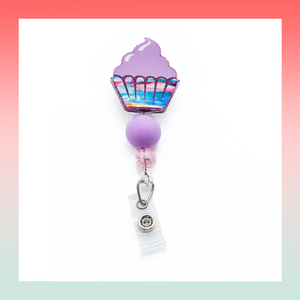 Cupcake Purple- Badge Reel Clip