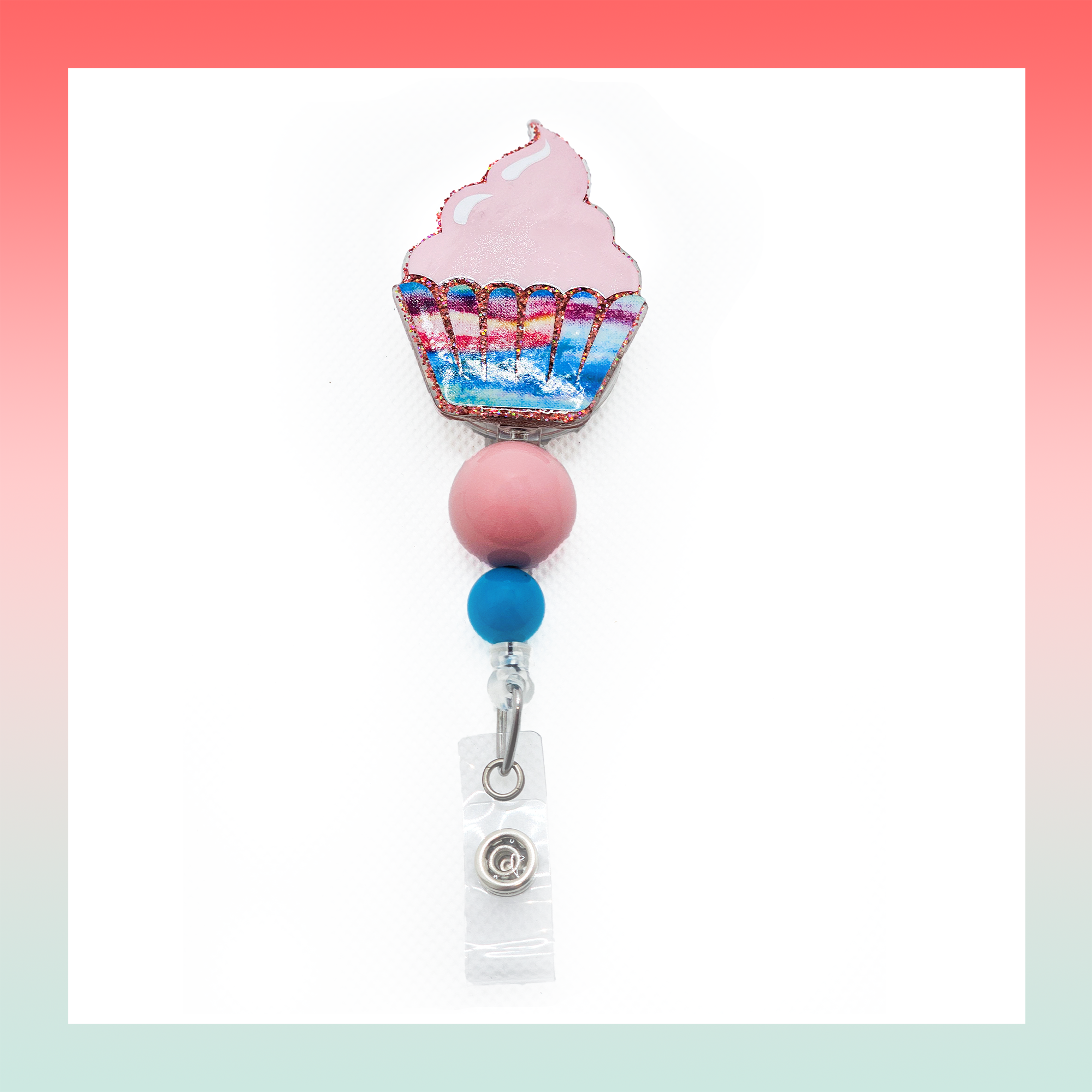 Cupcake Pink- Badge Reel Clip