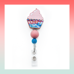 Cupcake Pink- Badge Reel Clip