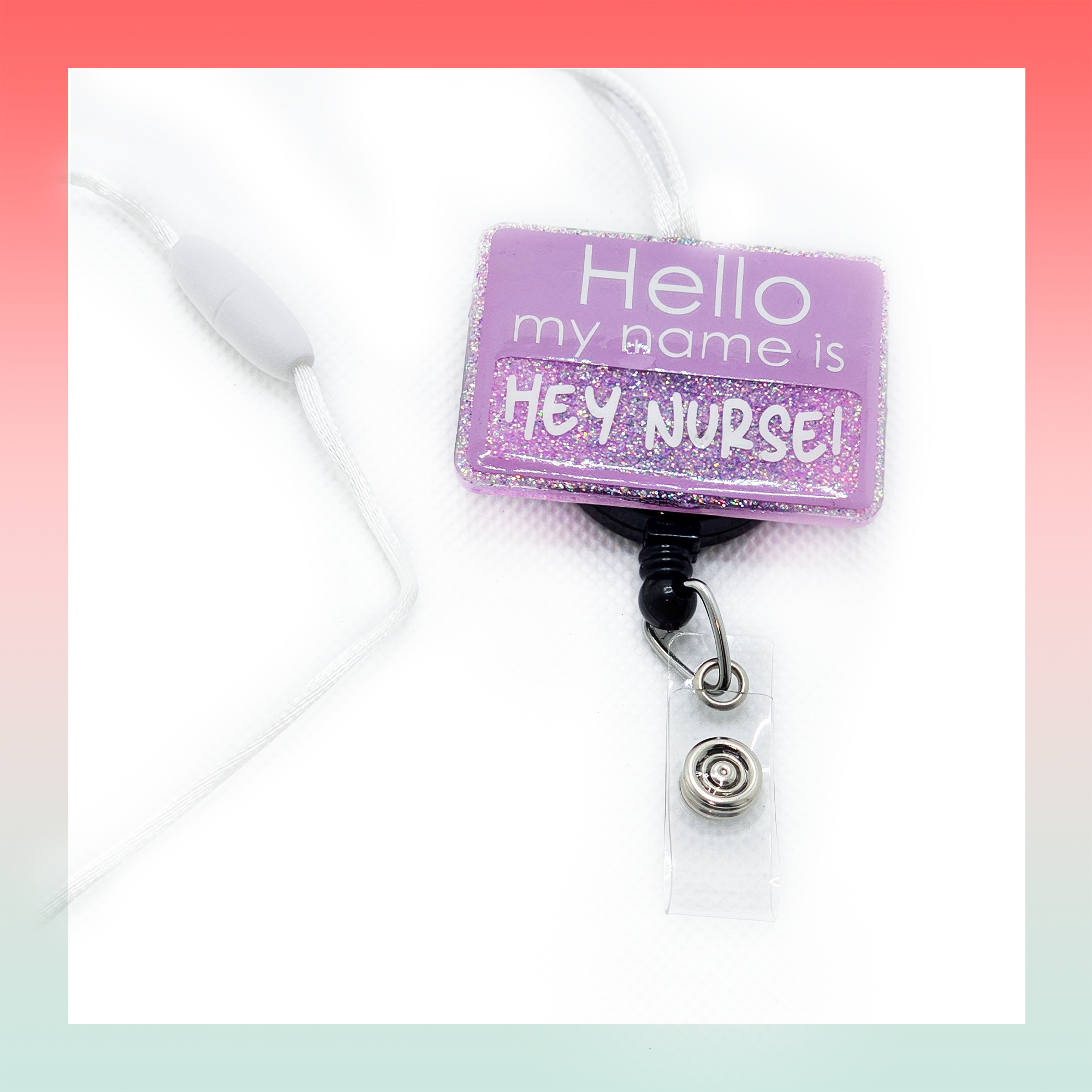 Hey Nurse Purple- Badge Reel Lanyard