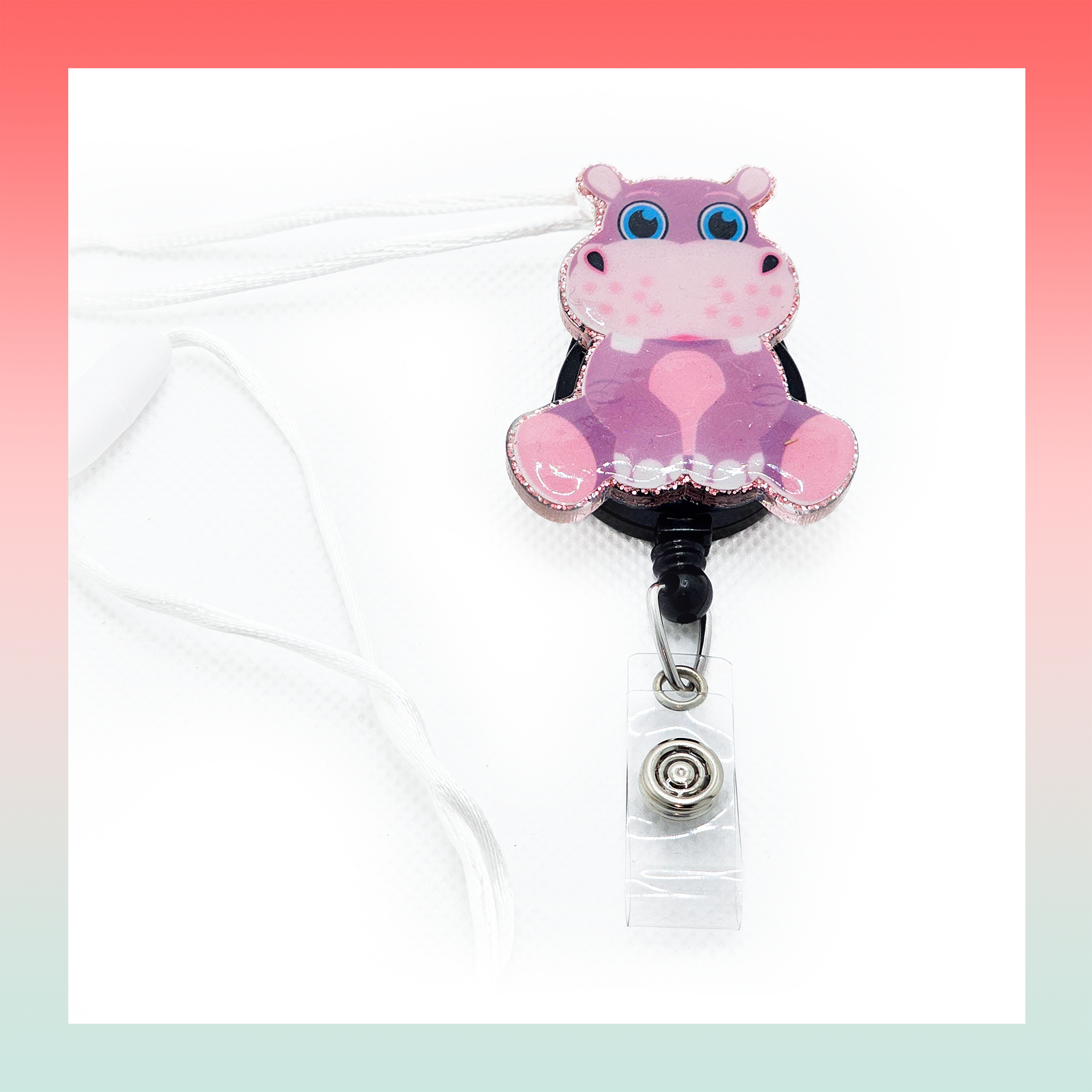 Hippo-  Badge Reel Lanyard