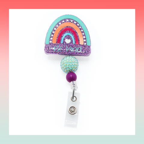 Be Nice Rainbow- Badge Reel Clip