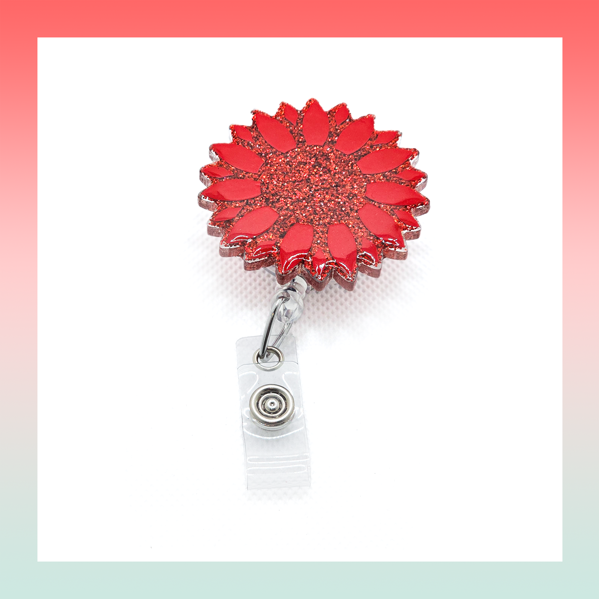 Sunflower Red- Badge Reel Clip