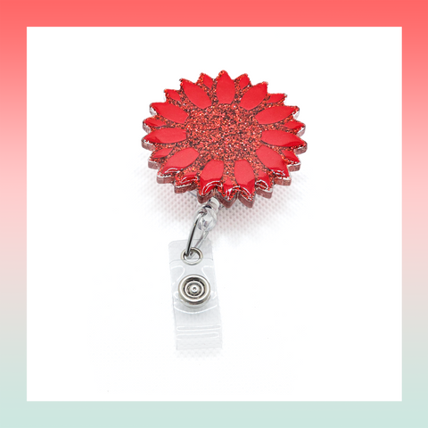 Sunflower Red- Badge Reel Clip