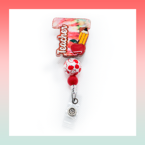 Tie-Dye Red- Teacher Badge Reel Clip