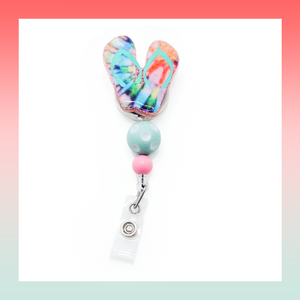 Tie-Dye Flip Flop- Badge Reel Clip