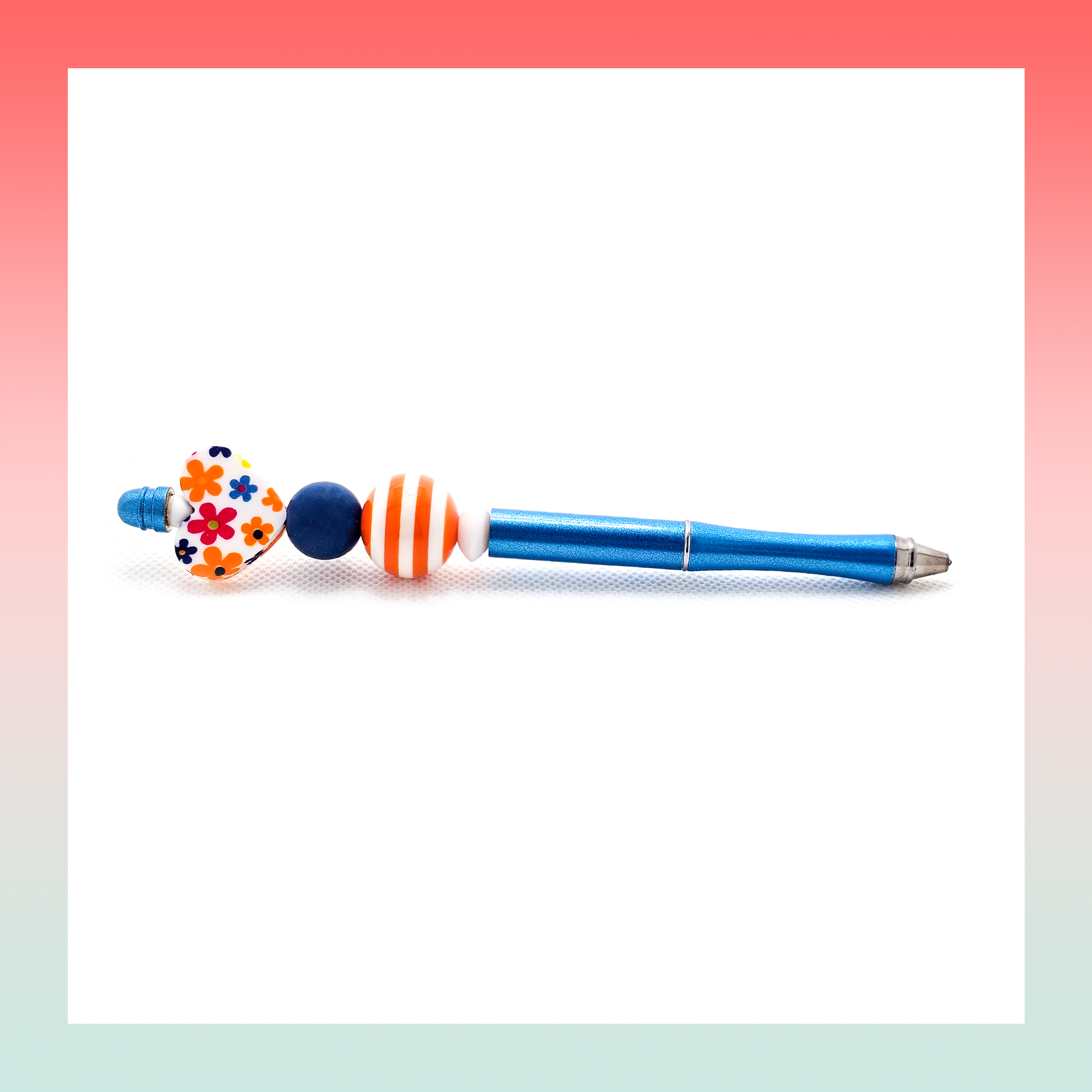 Flower Power Heart- Beaded Pen