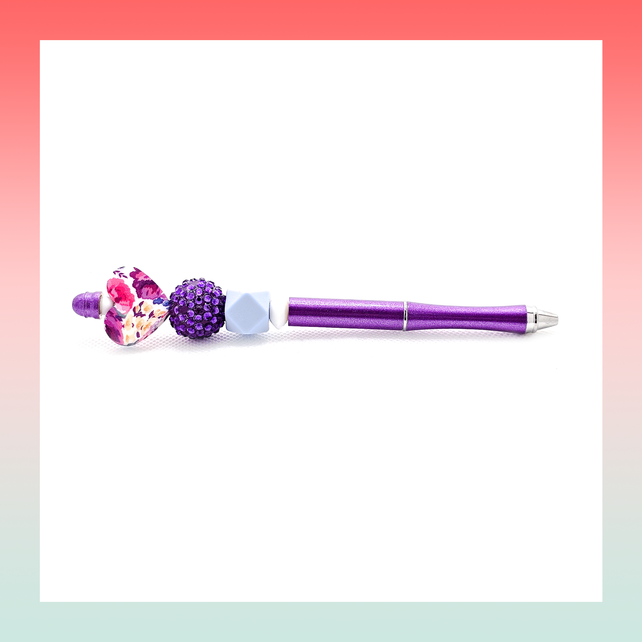 Lilac Heart- Beaded Pen