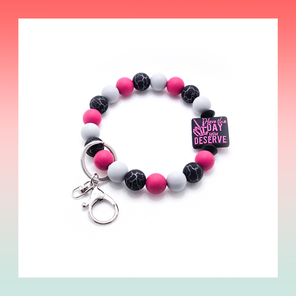 Silicone Beaded Keychain- Large