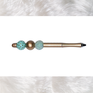 Gold and Mint Beaded Pen