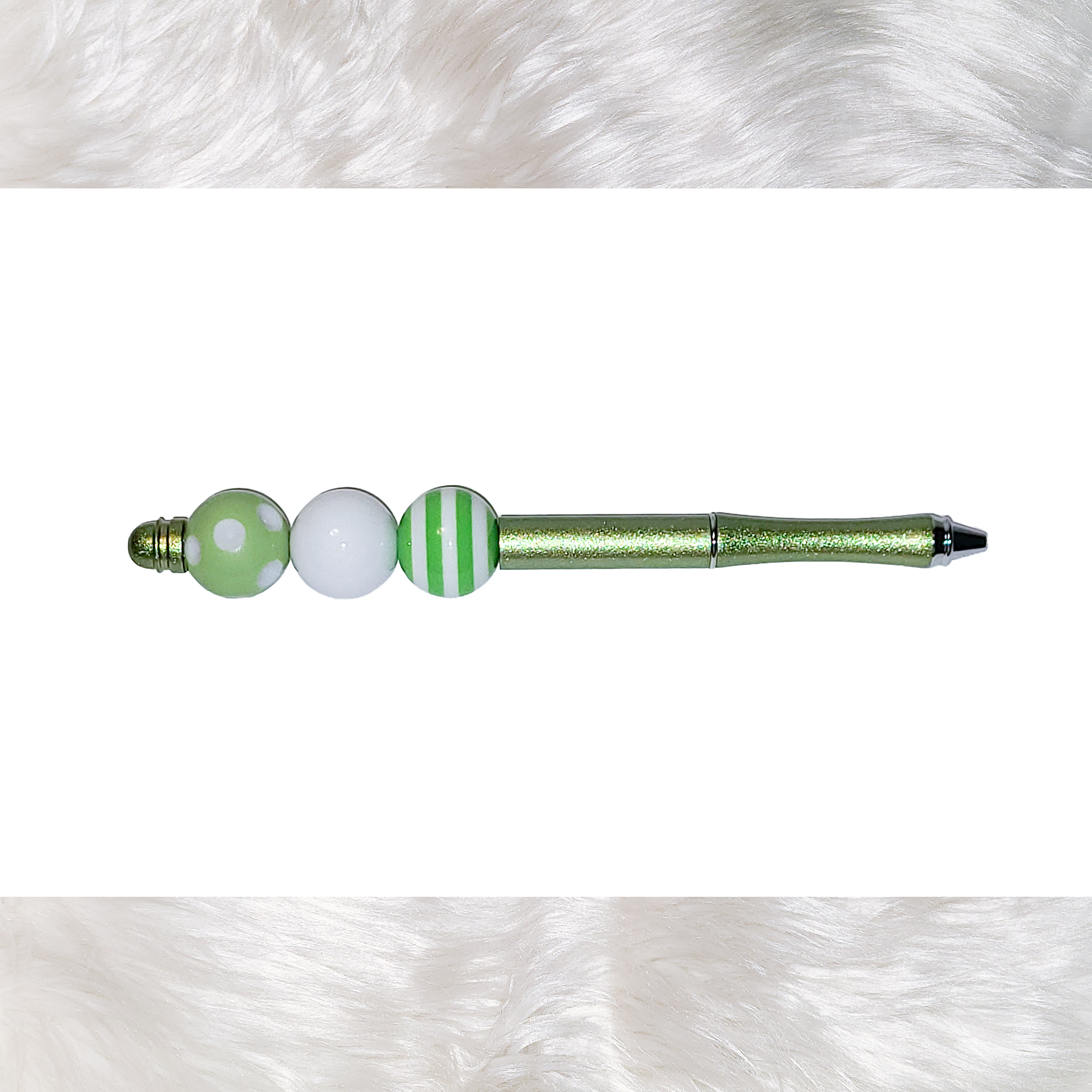 Lime Green Beaded Pen (RTS)