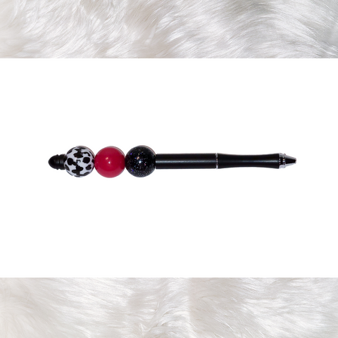 Black Cow Beaded Pen